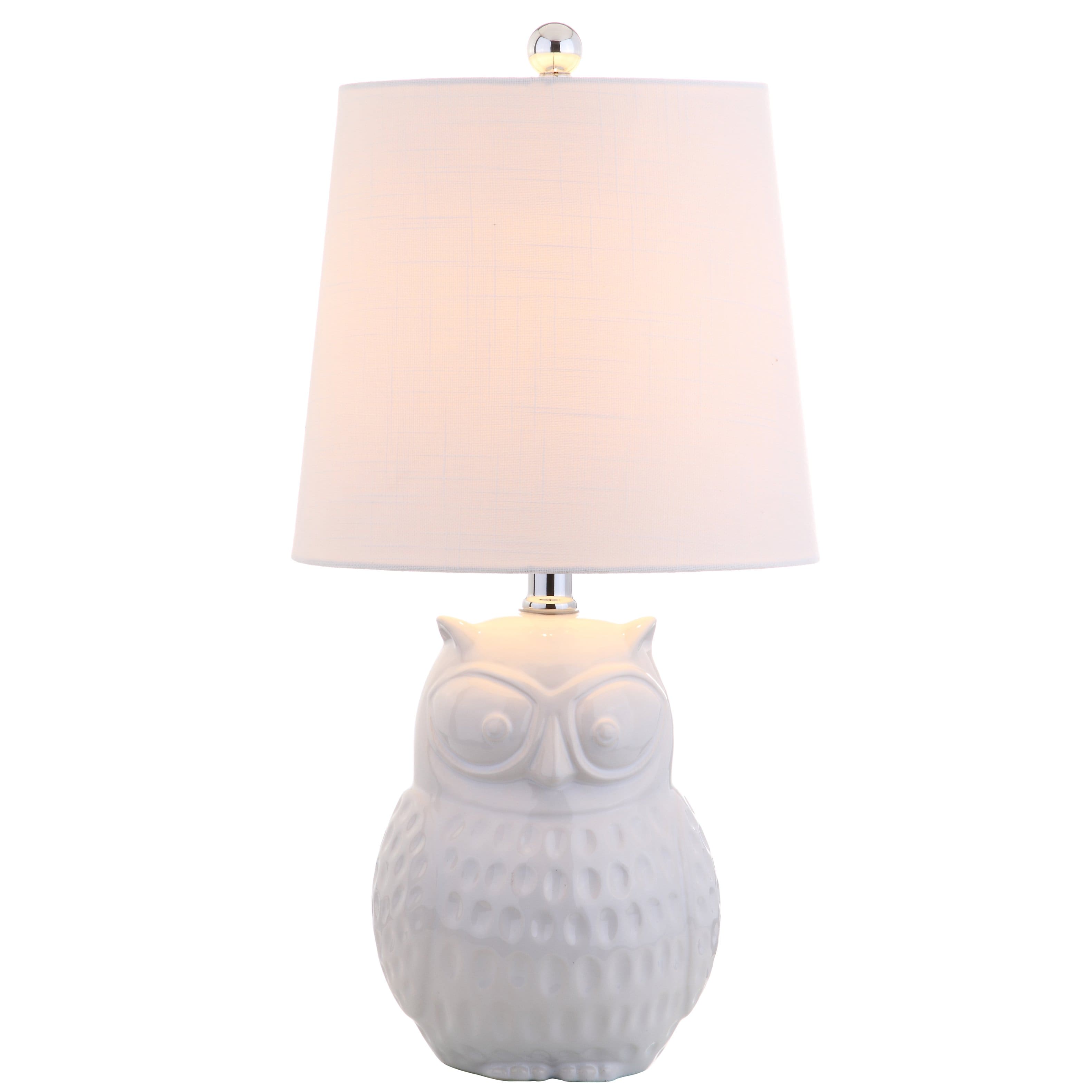 Jonathan Y - Hoot 20.5" Ceramic Mini LED Table Lamp, Owl - White