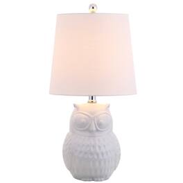 Jonathan Y - Hoot 20.5" Ceramic Mini LED Table Lamp, Owl - White