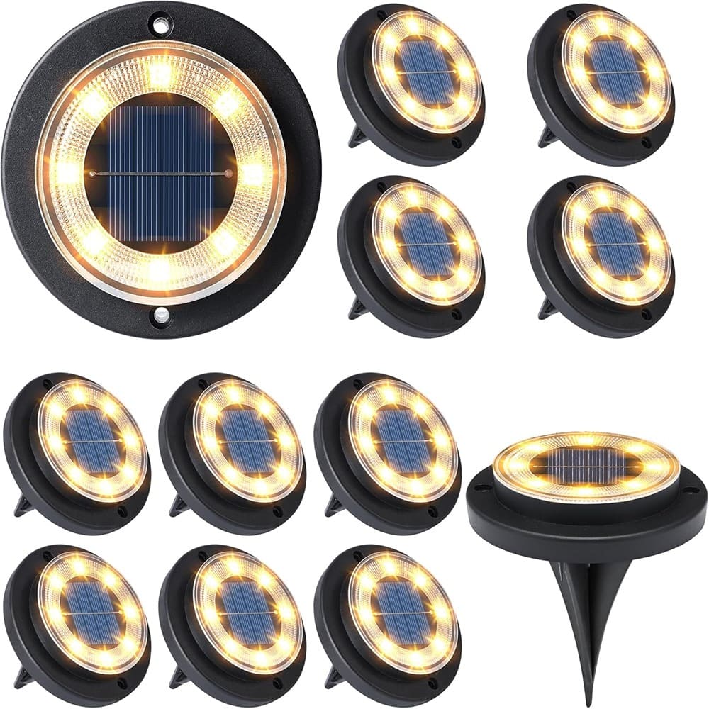 Front. MOSZAR LLC - Solar Ground Lights - Solar Powered Lights Outdoor Solar Disk - White.