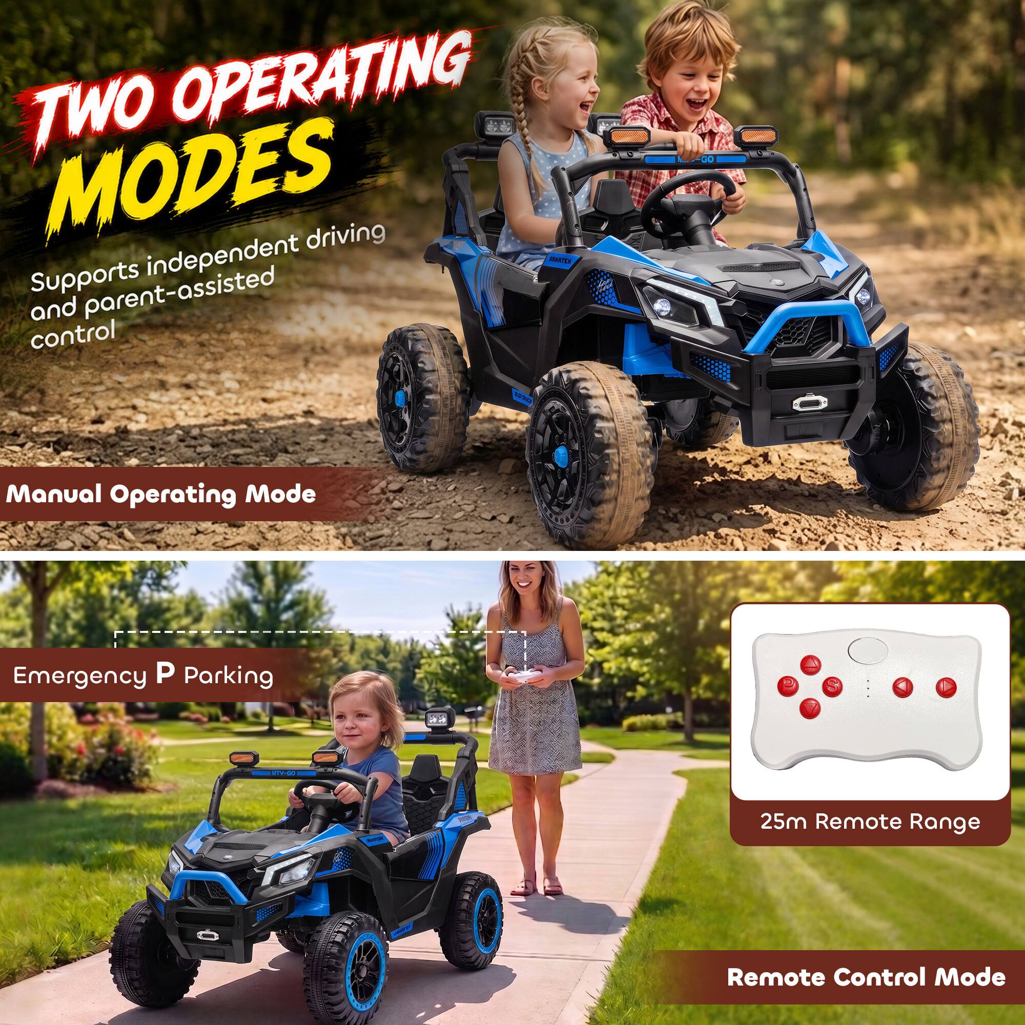 TWO OPERATING MODES  
Supports independent driving and parent-assisted control

Manual Operating Mode

Emergency P Parking

25m Remote Range

Remote Control Mode