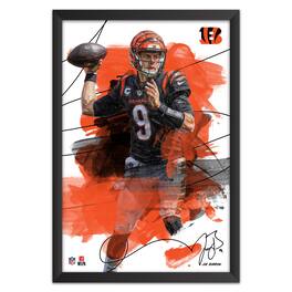 Sporticulture - Joe Burrow Cincinnati Bengals 14" x 20" Brush Stroke Player Framed Art Print - Multicolor