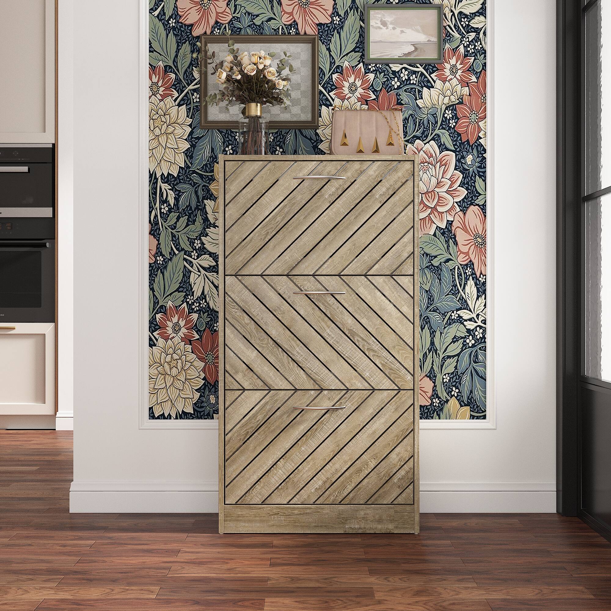 Alt View 8. Famapy - Famapy Shoe Cabinet Flip - Down Racks Rustic Style Multi - Tiered Storage - Wooden.