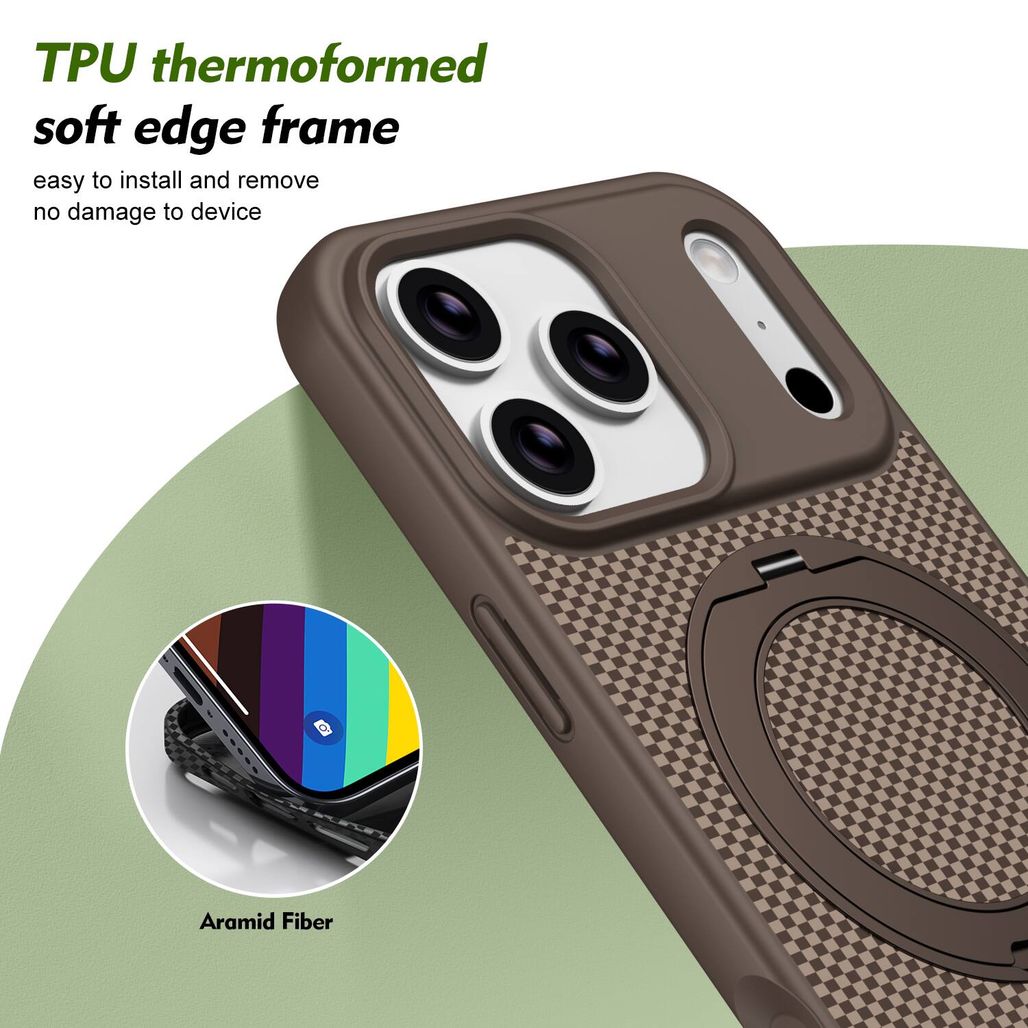 TPU thermoformed soft edge frame easy to install and remove no damage to device C Aramid Fiber