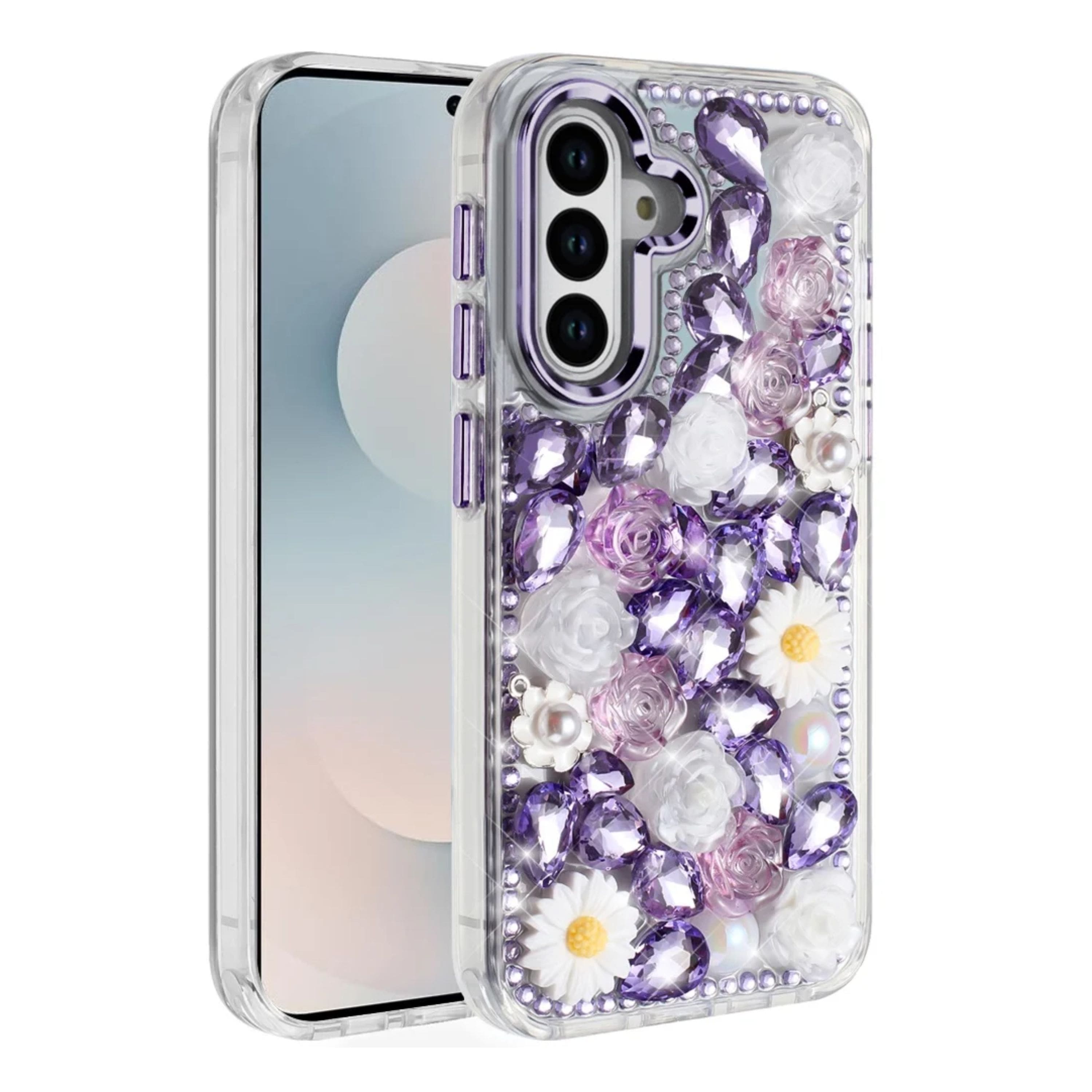 Kitcheniva - Full 3D Rhinestone Jewel Phone Case With Tempered Glass For Samsung S25 FE - Purple price history on PriceWatchPro
