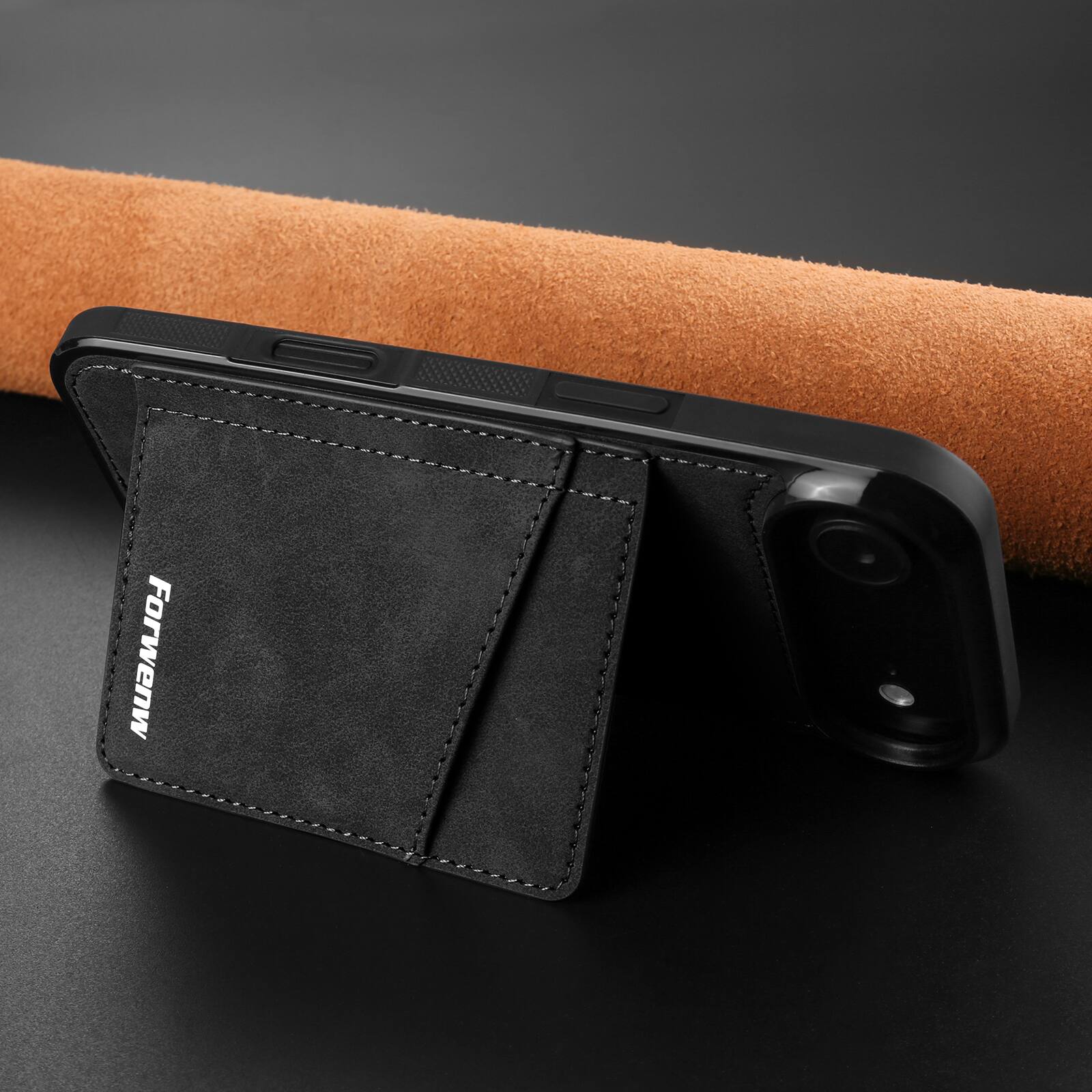 Alt View 1. Dteck - Dteck RFID Blocking Back Wallet Case for iPhone Air (2025), Shockproof PU Leather Kickstand Rugged Cover - Black.