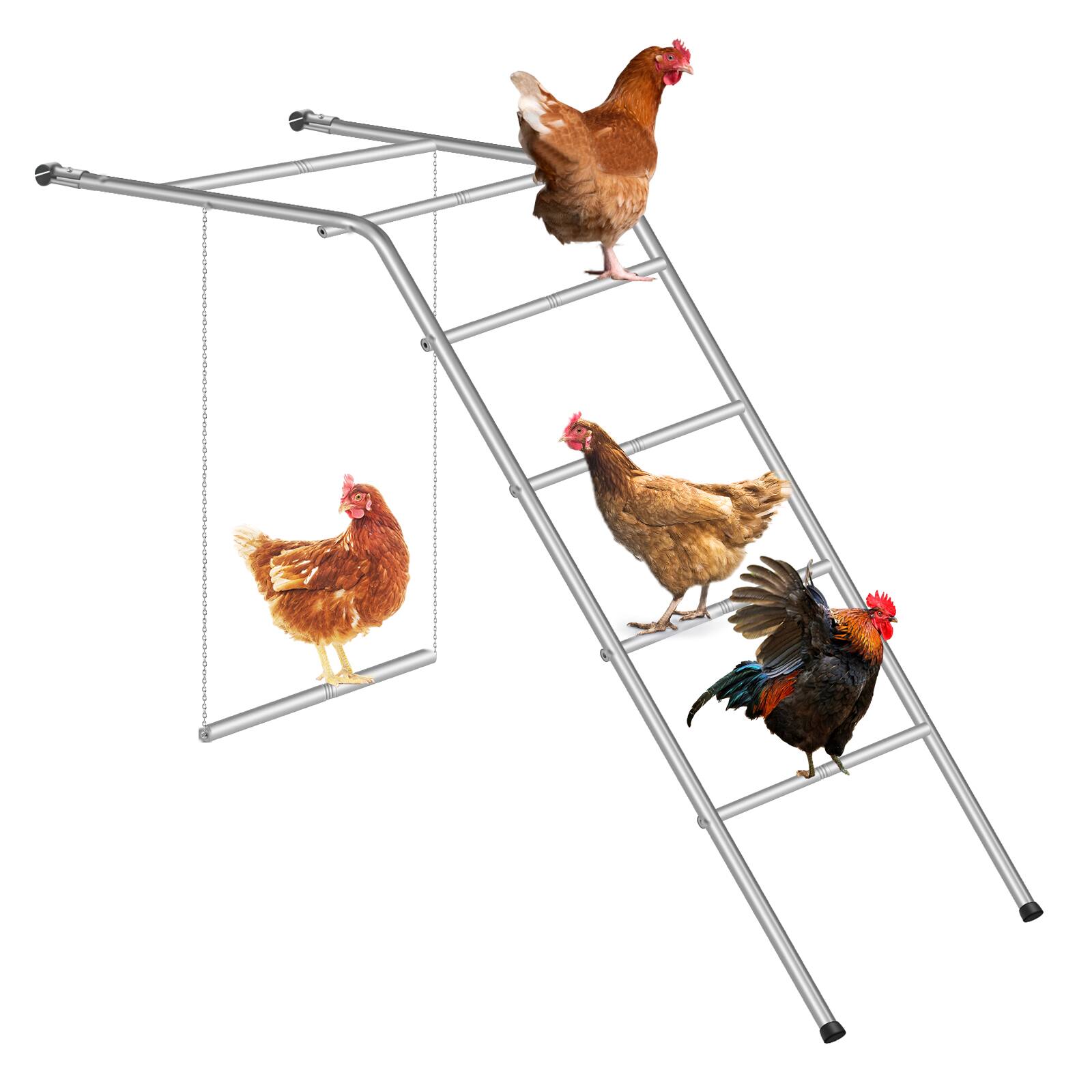 Alt View 1. Oumilen - Grey A-Frame Chicken Swing Set with Double Wooden Swings - Gray.