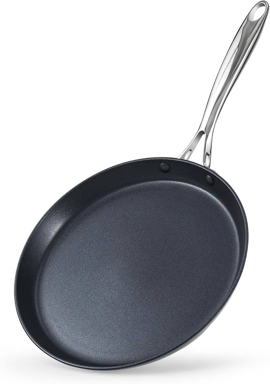 Front. Cooks Standard - Classic 10.5 Inch Hard Anodized Nonstick Crepe Pan,Induction Dishwasher Safe, Ideal for Pancakes,Tortillas&Dosa,Black - black.