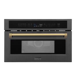 ZLINE - Autograph 30 in. 1.6 cu. ft. Built-in Convection Microwave Oven with Sensor Cooking in Black Stainless w/ Gold Accents - Black Stainless Steel