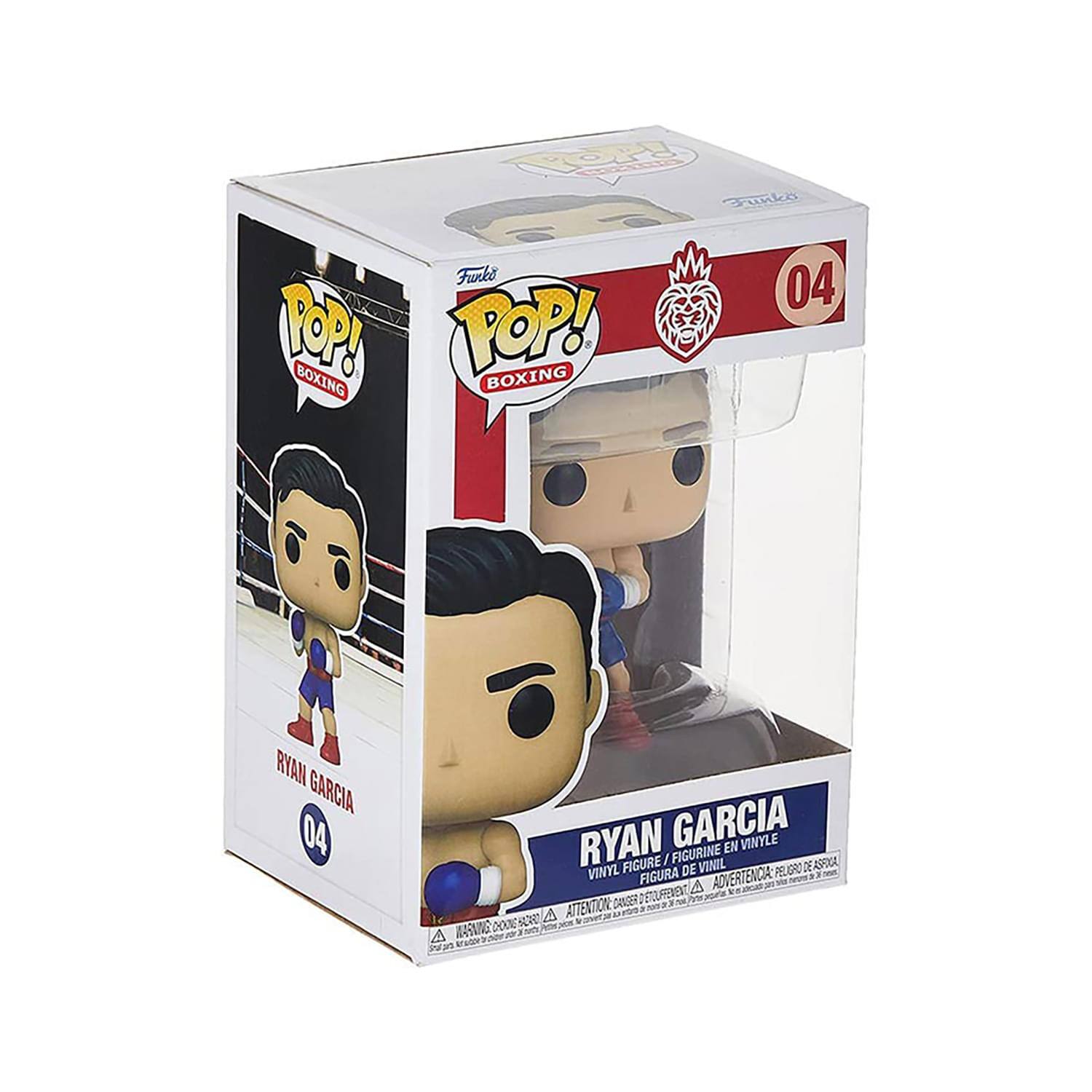 Sure, here is the corrected and grouped text from the image:

---

**Front:**
- POP! BOXING
- 04
- RYAN GARCIA

**Side:**
- POP! BOXING
- RYAN GARCIA
- 04

**Back:**
- RYAN GARCIA
- VINYL FIGURE / FIGURINE EN VINYLE
- VINYL FIGURE / FIGURINE EN VINYLE
- FIGURA DE ADVERTENCIA / ADVERTENCIA: FIGURA DE ADVERTENCIA
- ATTENTION: CHOKING HAZARD - SMALL PARTS. NOT FOR CHILDREN UNDER 3 YEARS. / ATTENTION: RISQUE D'ÉTRANGLEMENT - PETITS ÉLÉMENTS. NE PAS LAISSER JEU À DES ENFANTS DE MOINS DE 3 ANS.

**Top:**
- 04

---