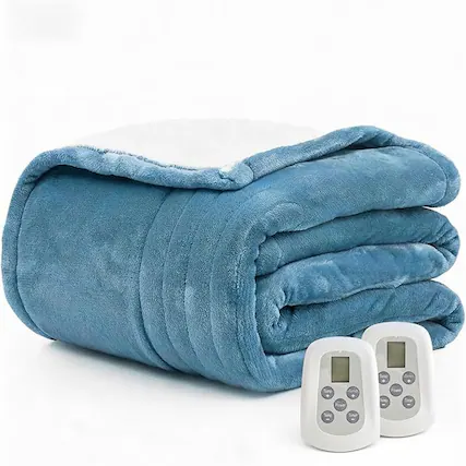 Front. Loheer - Loheer king size heated blanket 100x90 electric blanket with dual control - Gray.