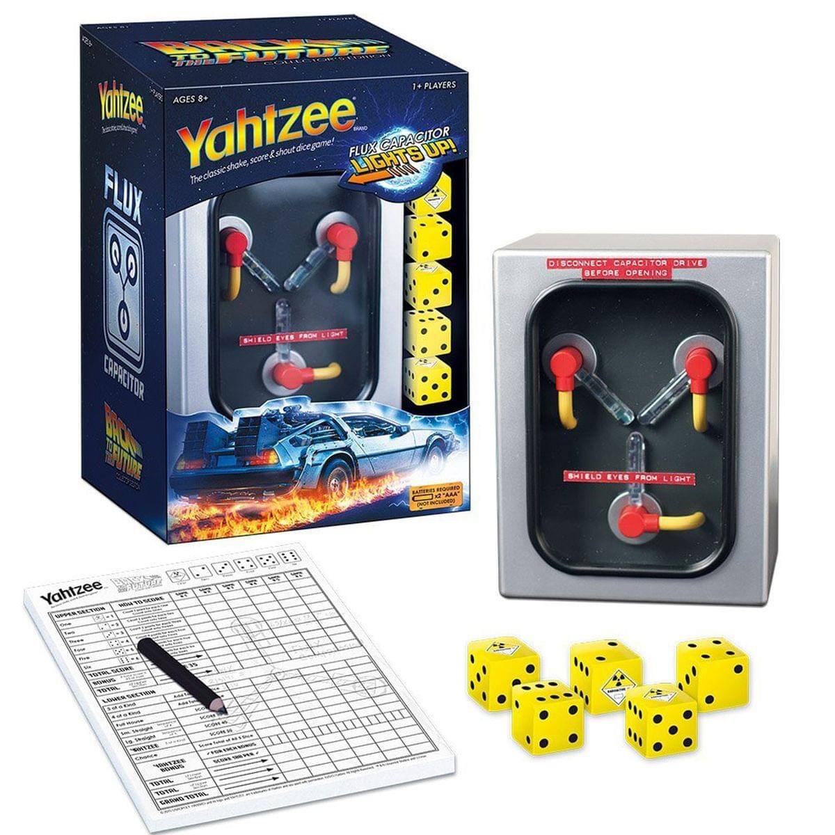 BNLT MRE TEUTURE TTHEE TD 1+ PLAYERS AGES 8+ Votze Yahtzee The classic shake, score & shout dice game! LIGHTS FLUX CAPACITOR UP! FLUX DISCONNECT CAPACITOR ORIVE SEFORE OPENING CAPACITOR B AE EVE. F LIDHT SHIELD ATRI -. 4" - SHIELD EVES FROM LIGHT x Yahtzee N0S7007 - 1/2 6 1 1O - S TSEL SERRE TOTEL LOS --- - VE S R ATRES SSES 118 TOVEL TETEL CARD