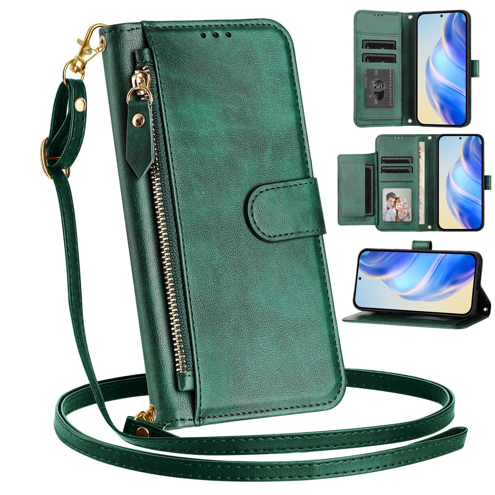 UUCOVER - Zipper Wallet Case for Motorola G Stylus 5G 2026/2025 Magnetic PU Leather Card Slots Stand Cover with Shoulder Strap - Darkgreen price history on PriceWatchPro