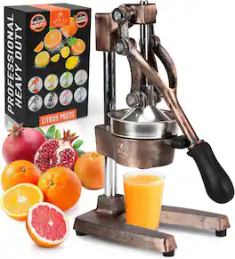 Zulay Kitchen - Cast-Iron Manual Citrus Press & Orange Squeezer Juicer - Copper