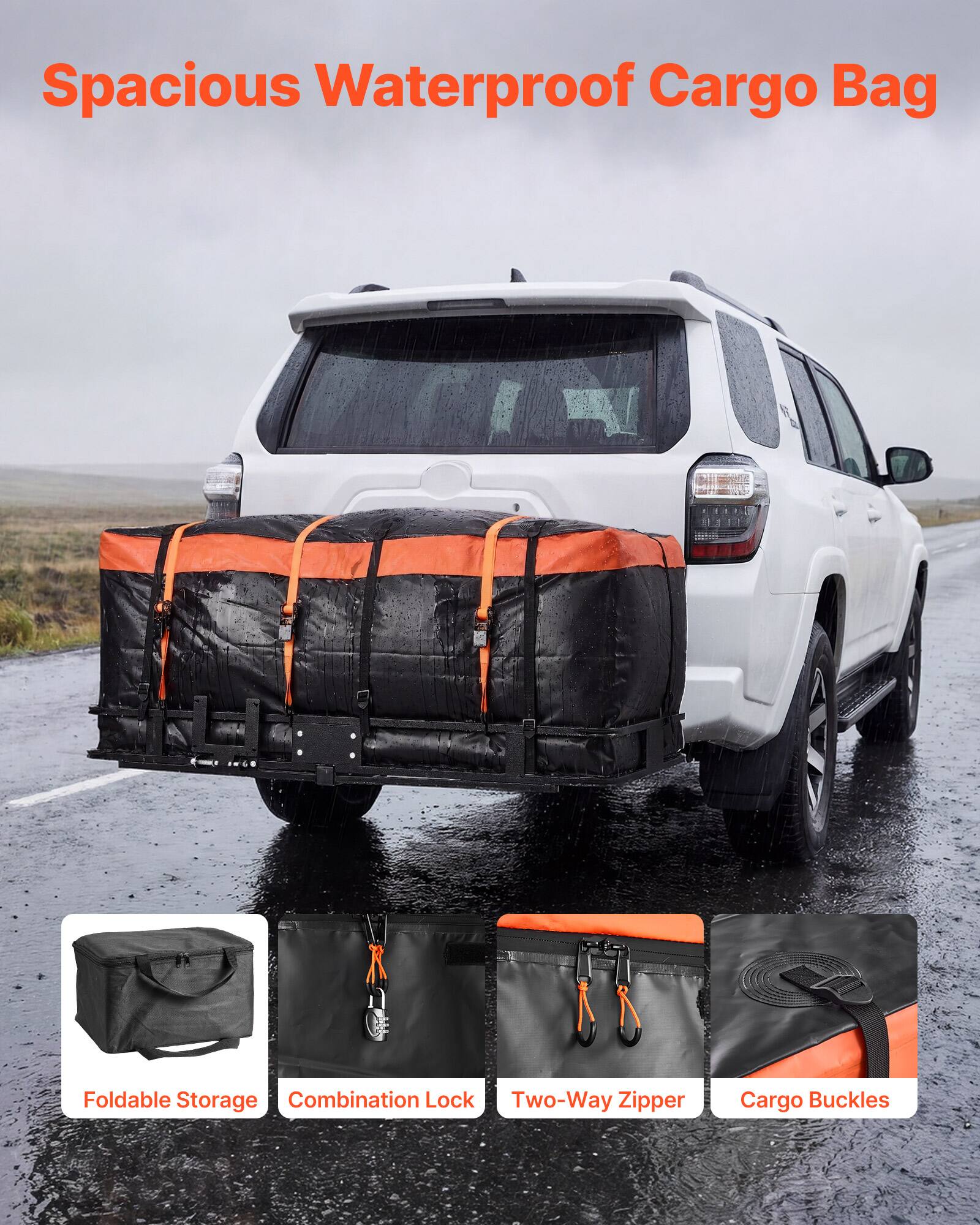 Spacious Waterproof Cargo Bag

Foldable Storage
Combination Lock
Two-Way Zipper
Cargo Buckles