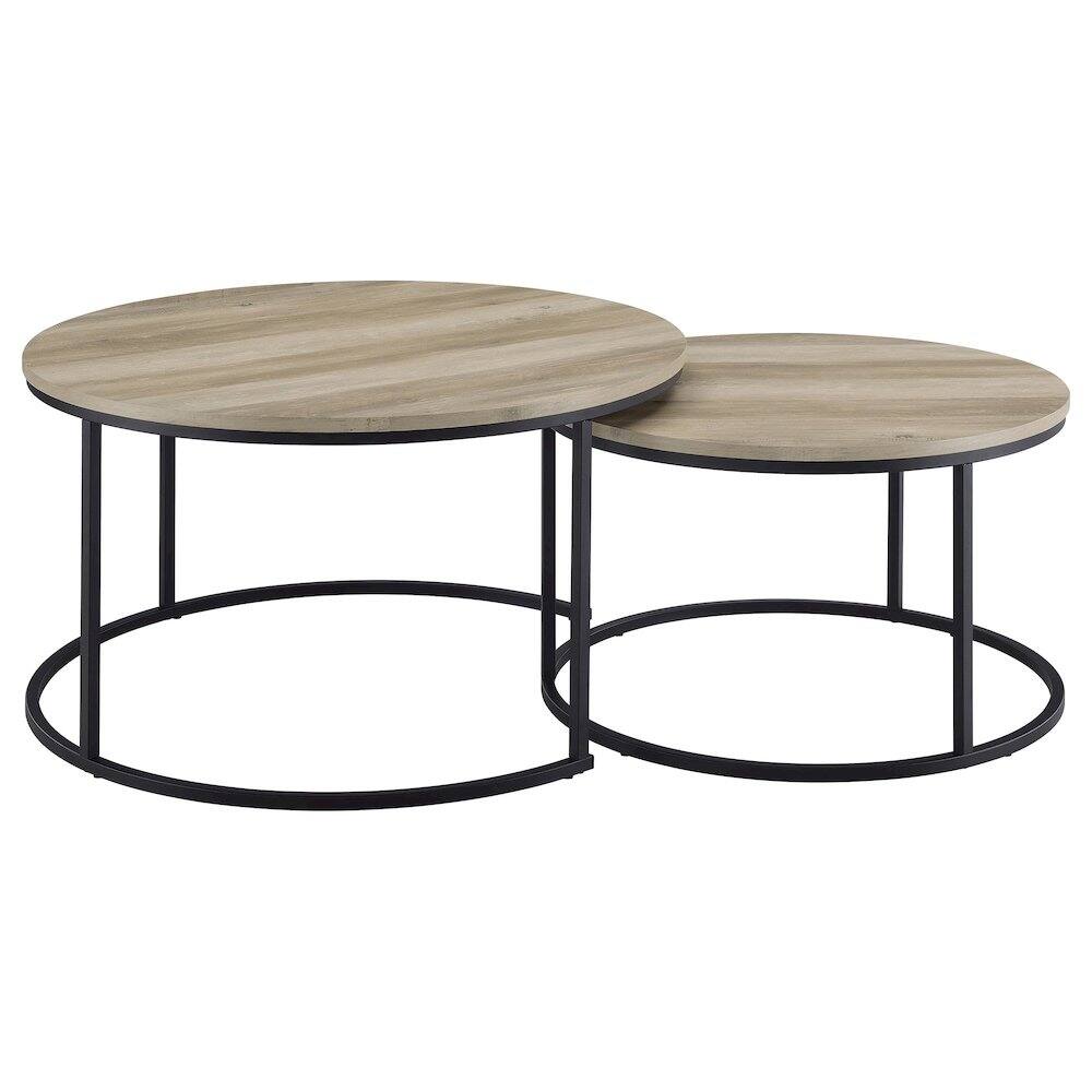 Alt View 4. Coaster Co. of America - Lainey 2-piece Round Nesting Coffee Table Distressed Pine - Distressed Pine.