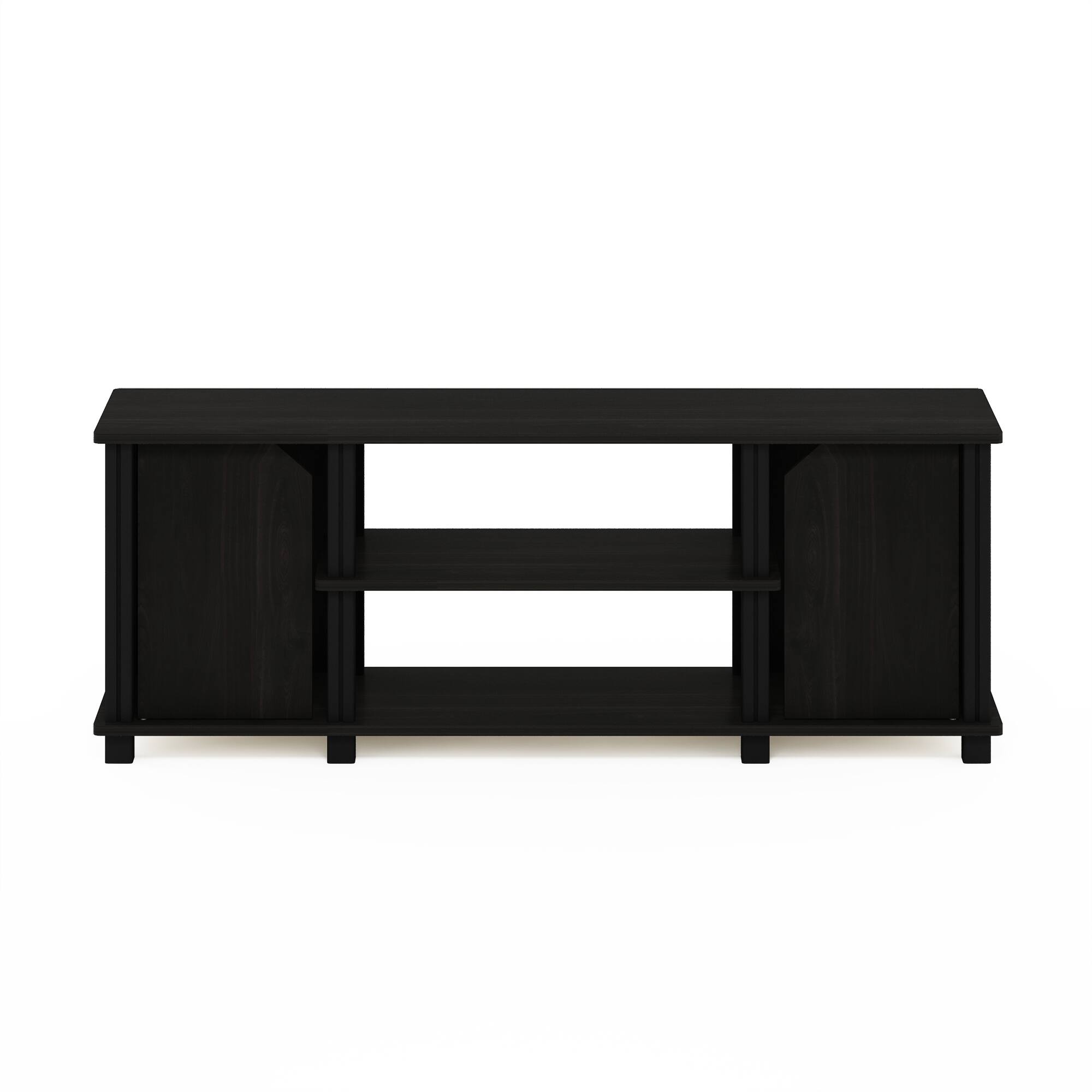 Alt View 2. Furinno - Simplistic TV Stand with Shelves and Storage - Espresso/Black.