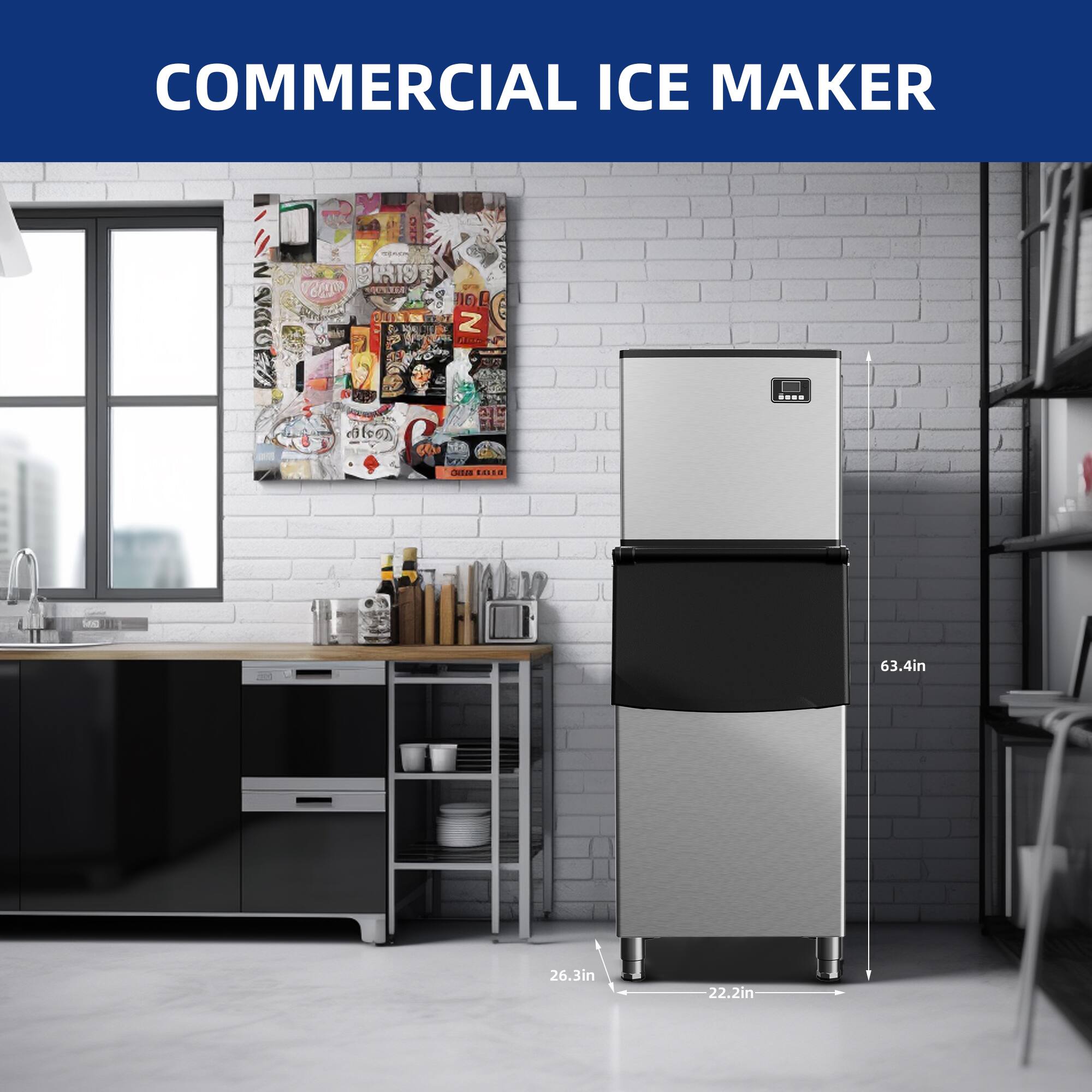 COMMERCIAL ICE MAKER

63.4in  
26.3in  
22.2in