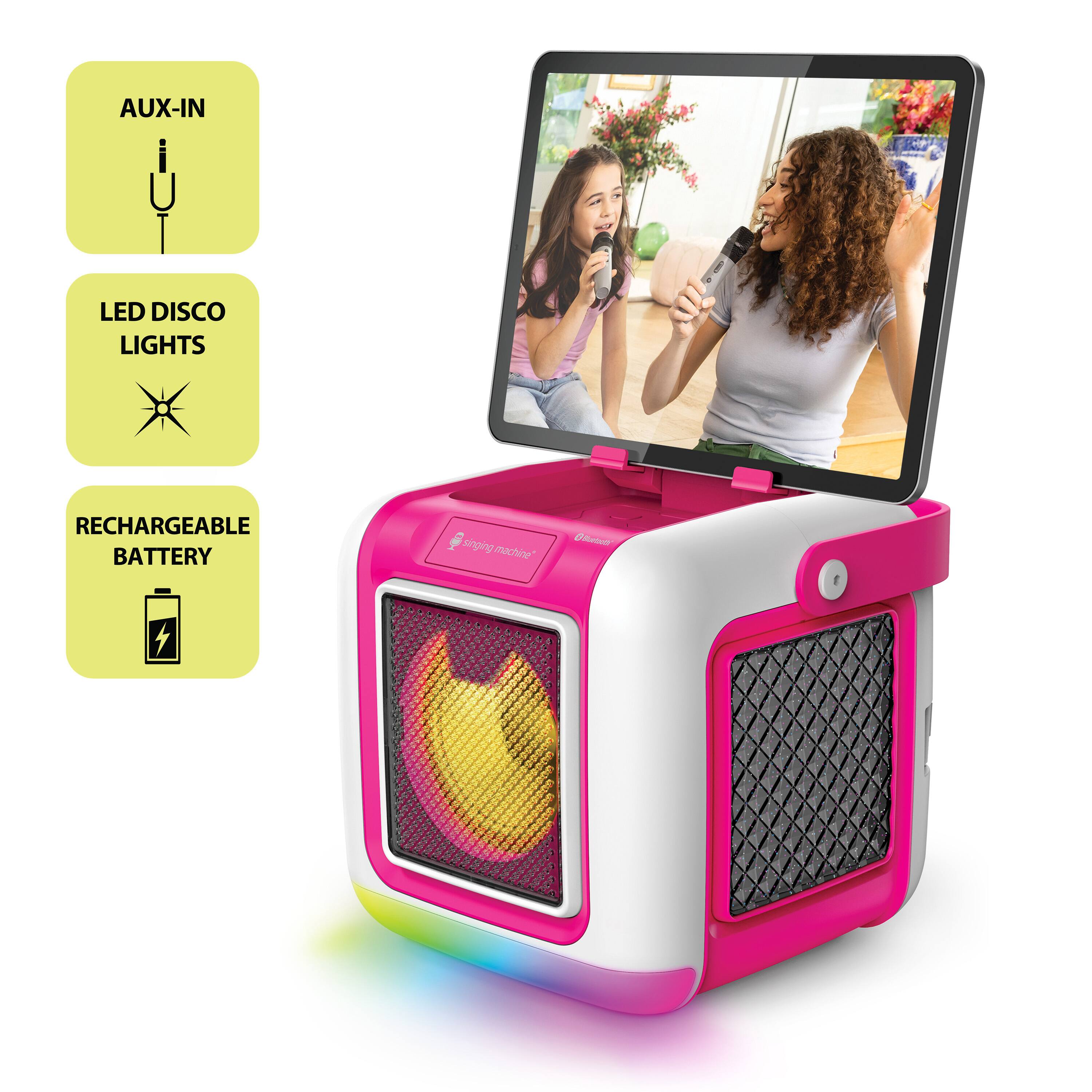 AUX-IN  
LED DISCO LIGHTS  
RECHARGEABLE BATTERY  
singing machine