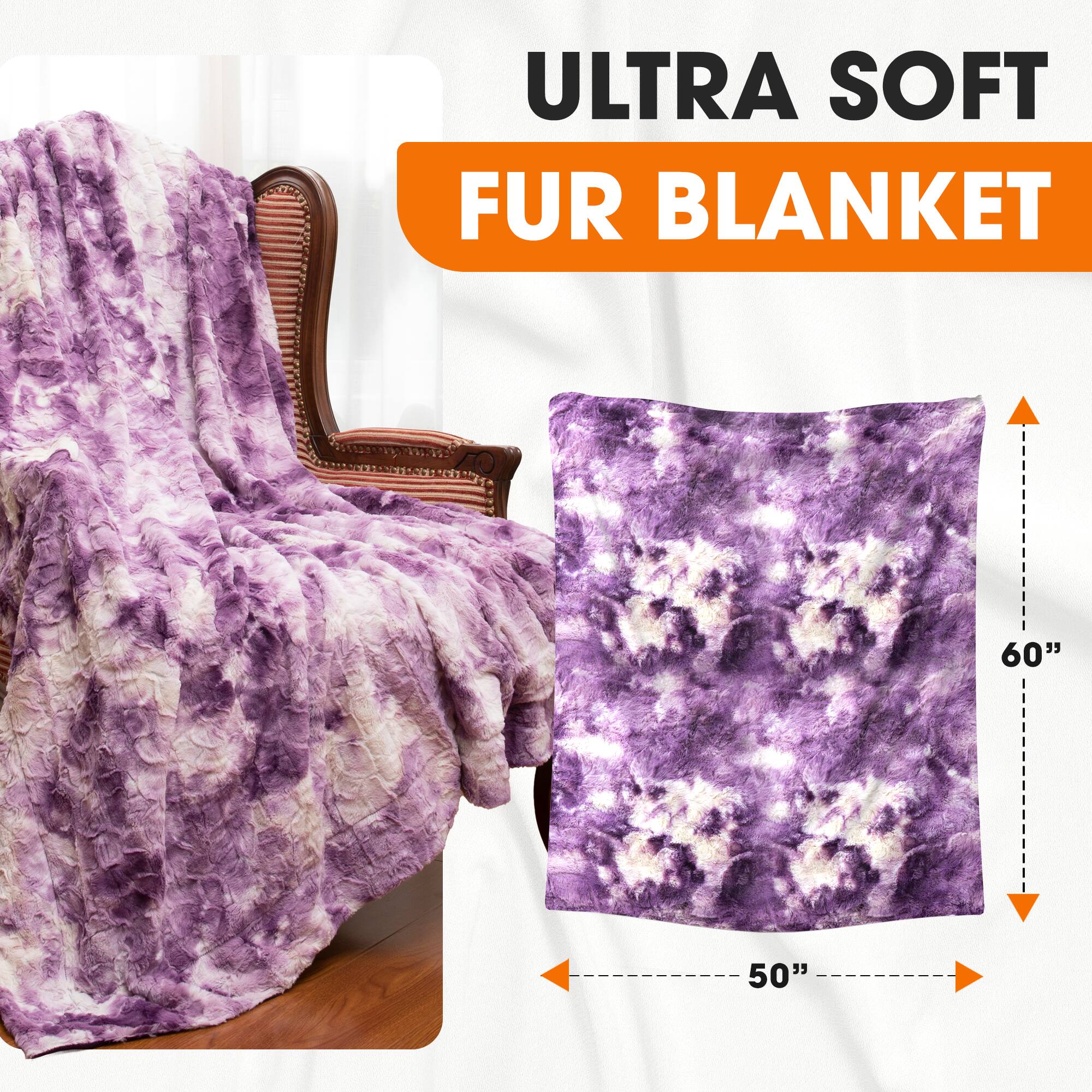 ULTRA SOFT FUR BLANKET  
60" x 50"