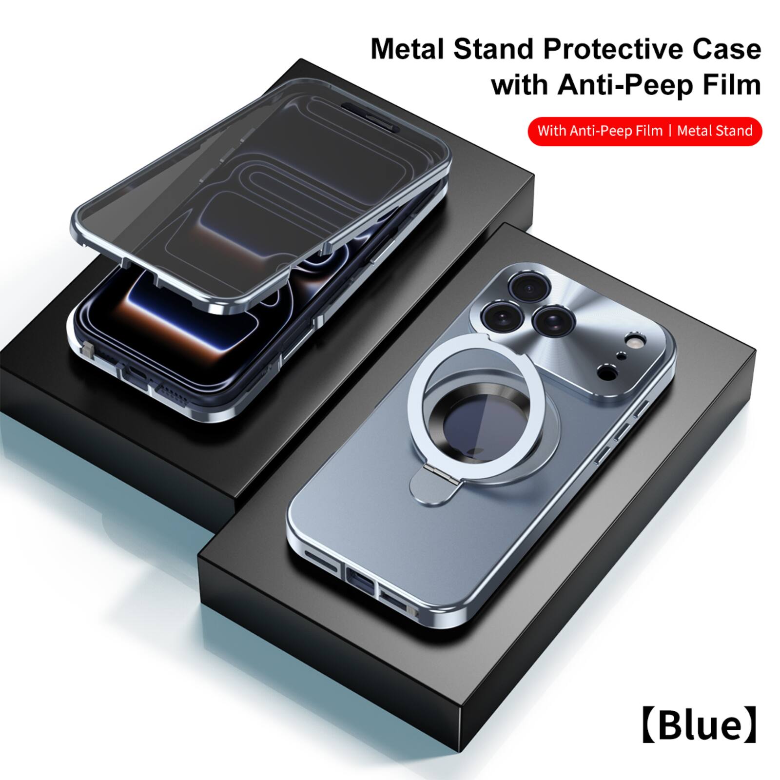 Metal Stand Protective Case with Anti-Peep Film  
With Anti-Peep Film | Metal Stand  
[Blue]