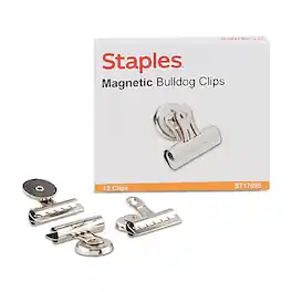 Staples - Medium Bulldog Clips, 12 Clips/Pack - Silver