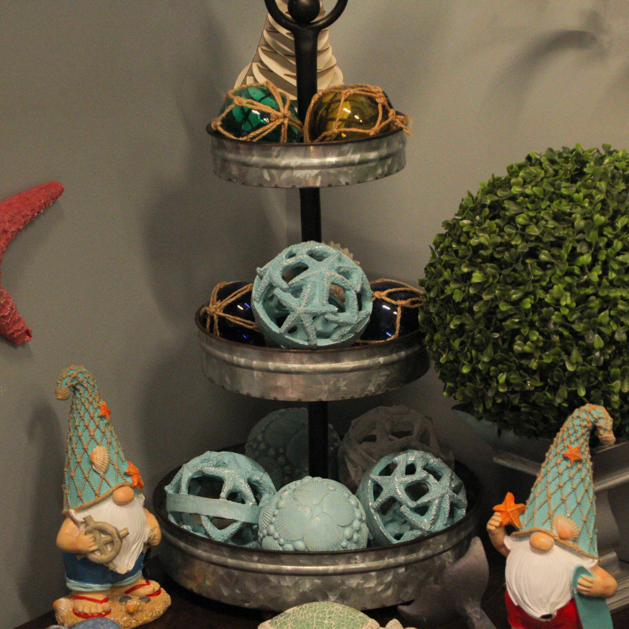 Alt View 4. Fancy That - Coastal Starfish Orbs Set of 3 - Beach-Inspired Home Accent for Centerpieces - Light Blue.