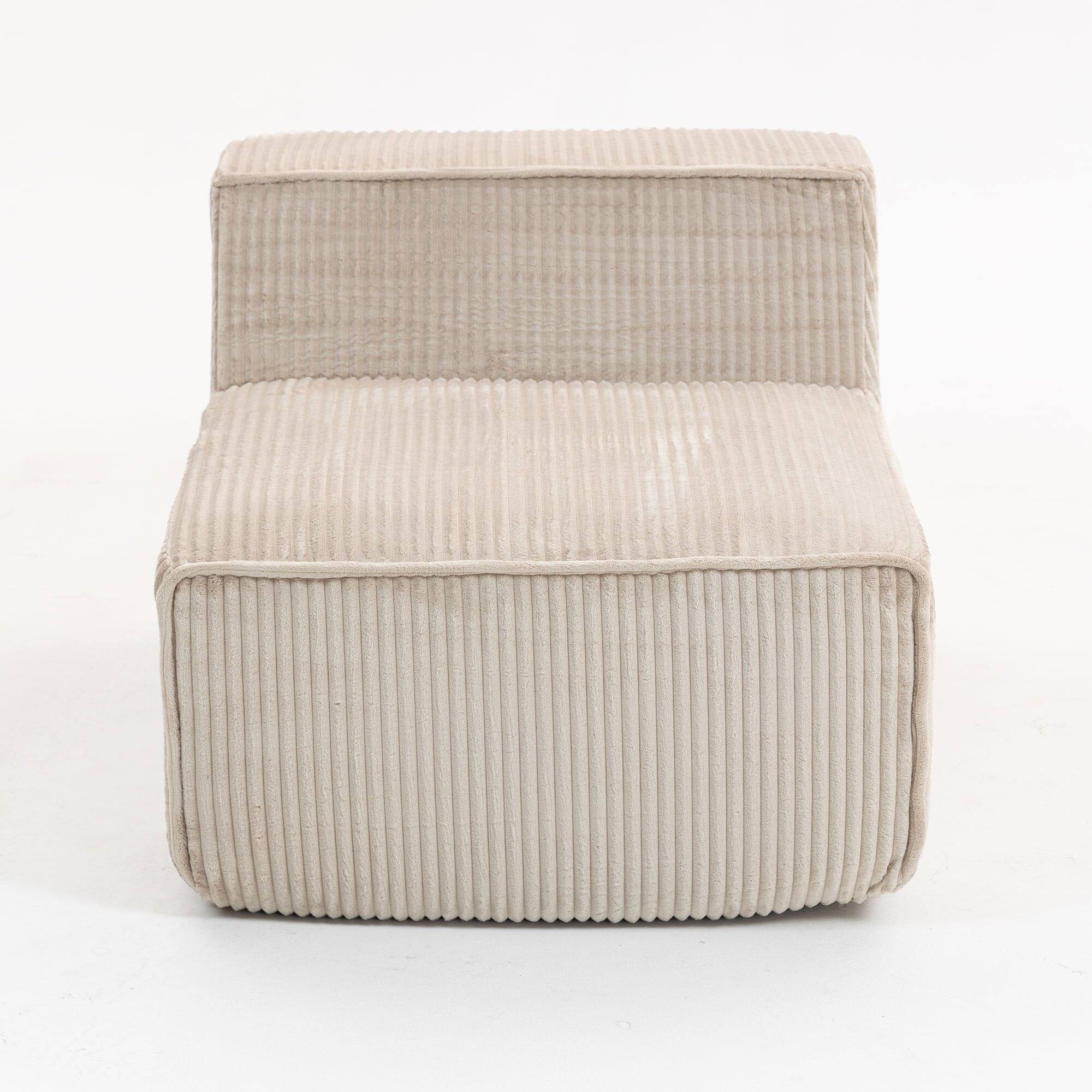 Alt View 1. Kadyn - 111" Modular Sctional Couches with Deep Seat, Compression Cloud Sofa Soft Corduroy Upholstered for Living Room Bedroom - Beige.