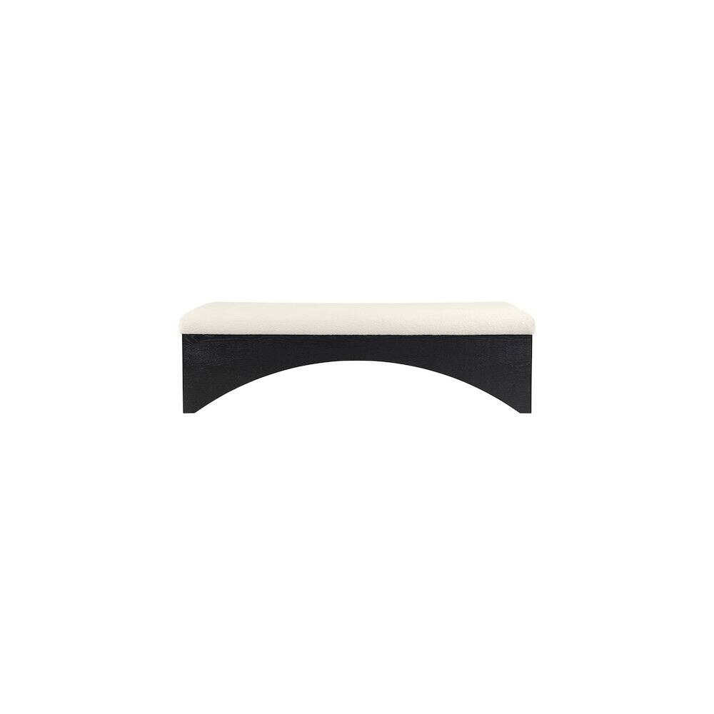 Alt View 2. Meridian Furniture - Lawson Cream Velour Fur Fabric Bench - Beige.