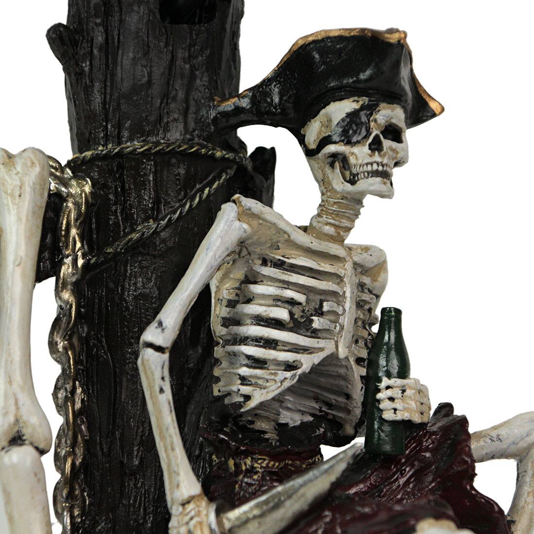 Alt View 2. Zeckos - SET OF 2 Pirate Skeleton W/ Treasure Table Lamps W/ Shades 21 inches tall - Brown.