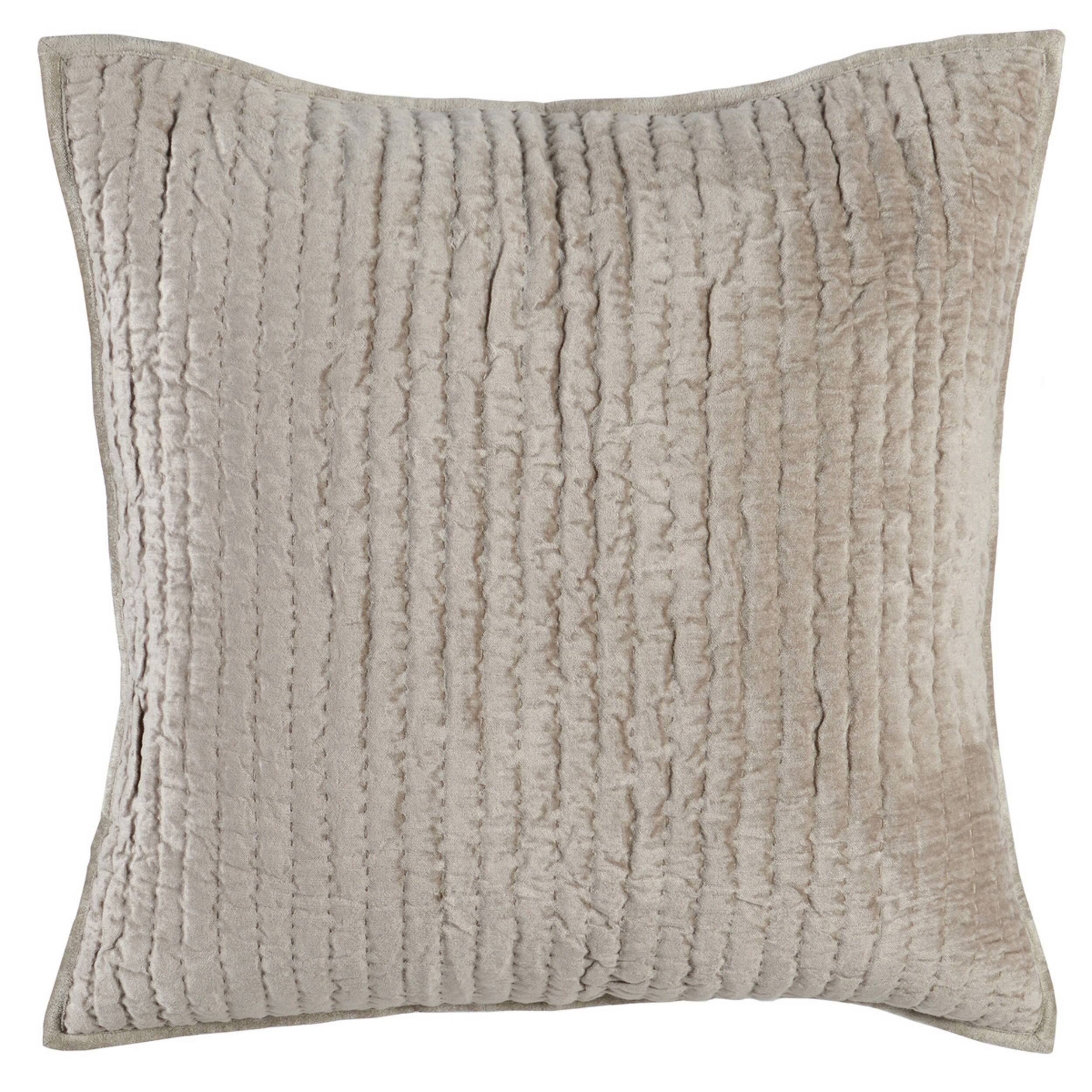Front. Manhattan Lane - Lipa 26 Inch Square Hand Stitched Euro Pillow Sham - Beige.