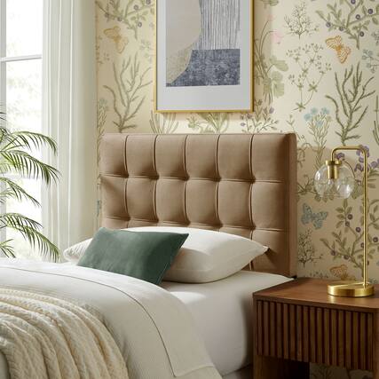 Front. Modway - Lily Biscuit Tufted Performance Velvet Headboard by Modway - Taupe.