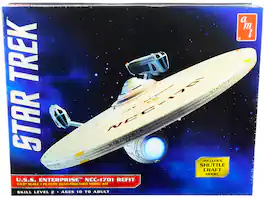 Skill 2 Model Kit U.S.S. Enterprise NCC-1701 Refit Starship "Star Trek" 1/537 Scale Model by AMT - White