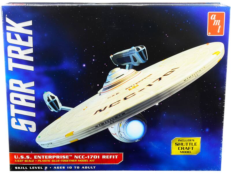 STAR TREK
U.S.S. ENTERPRISE™ NCC-1701 REFIT
1:537 SCALE • PLASTIC GLUE-TOGETHER MODEL KIT
SKILL LEVEL 2 • AGES 10 TO ADULT
INCLUDES SHUTTLE CRAFT MODEL