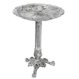 Sunnydaze - Bird and Blossom Metal Bird Bath - 13 in - Antique Gray