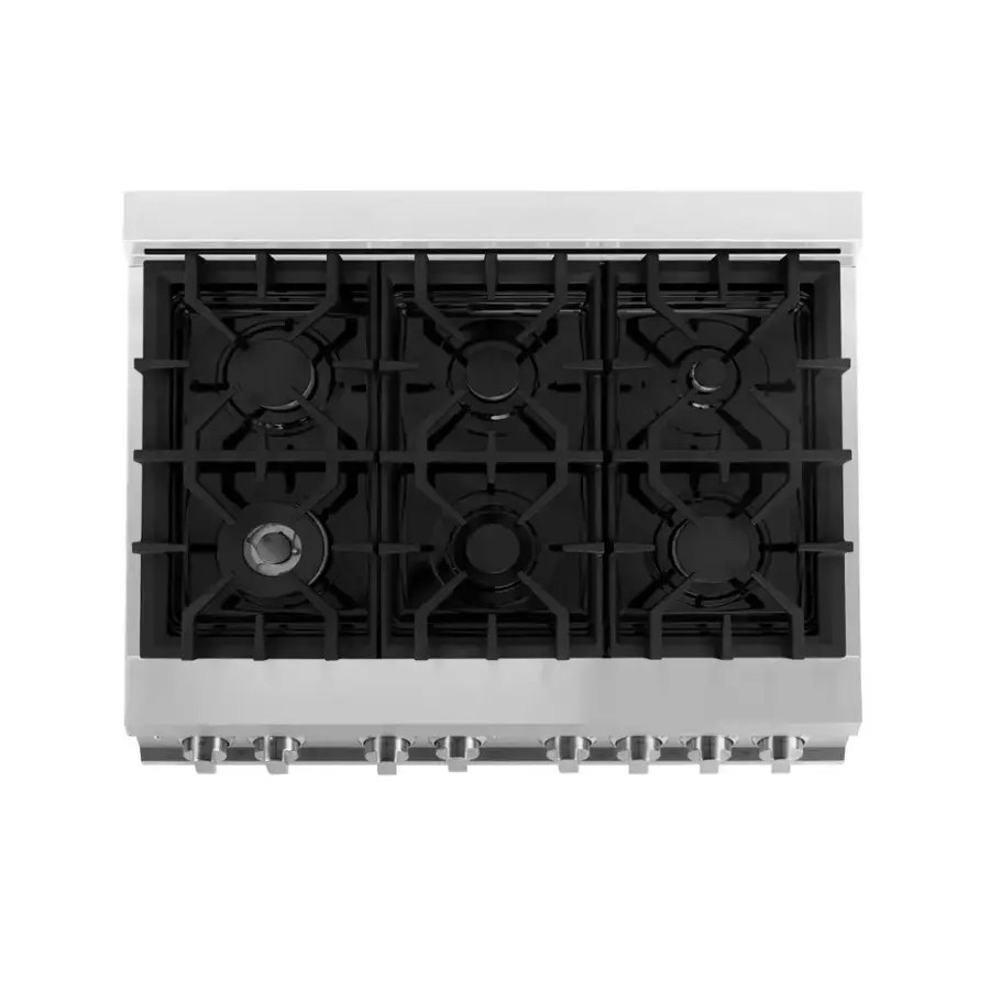 Alt View 3. ZLINE - 36" Legacy Dual Fuel Range w/ 6 Burner Gas Cooktop and Electric Convection Oven (RA36) - Stainless steel.