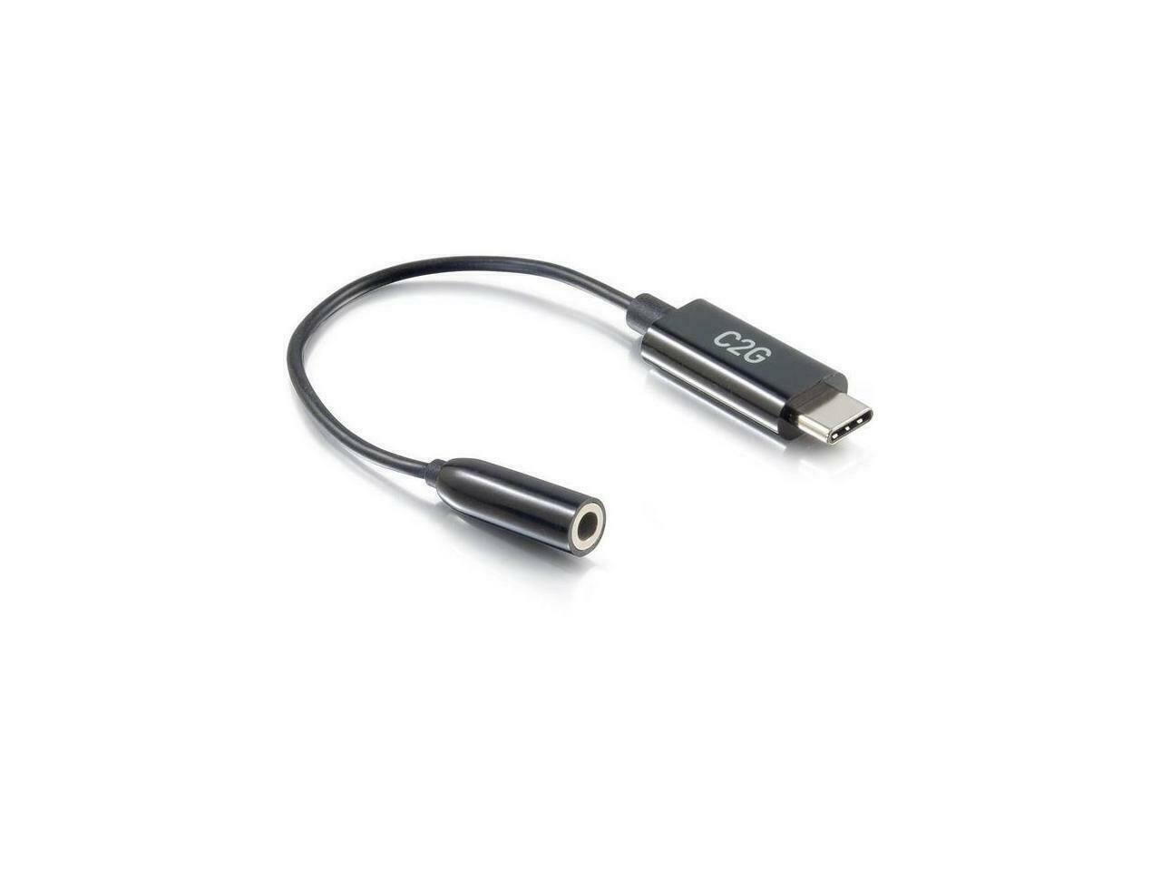 Front. Cables to Go - C2G USB C To Aux Adapter (3.5mm) USB C Phone Adapter For Audio - Black.