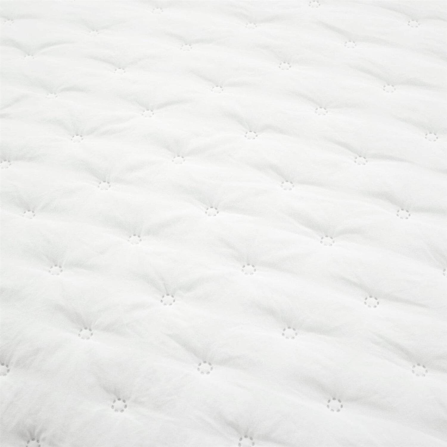 Back. Hivvago - King Size Lightweight White Ruffle Reversible Oversized 3 Piece Quilt Set - White.