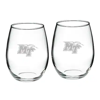 Front. Jardine - MTSU Blue Raiders 2-Piece 21oz. Stemless Wine Glass Set - Multicolor.