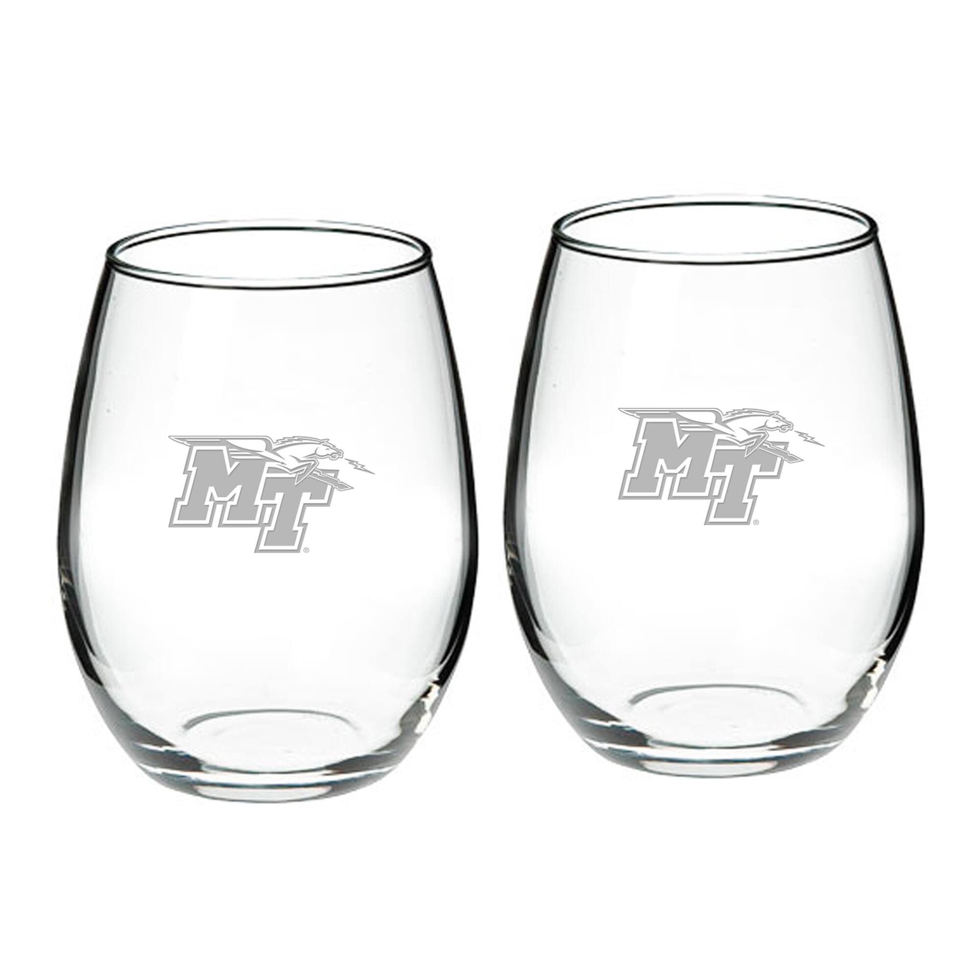 Front. Jardine - MTSU Blue Raiders 2-Piece 21oz. Stemless Wine Glass Set - Multicolor.