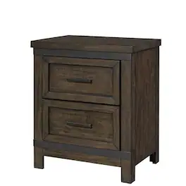 Liberty Furniture Industries - Thornwood Hills 2 Drawer Night Stand in Rock Beaten w/ Saw Cuts - Brown