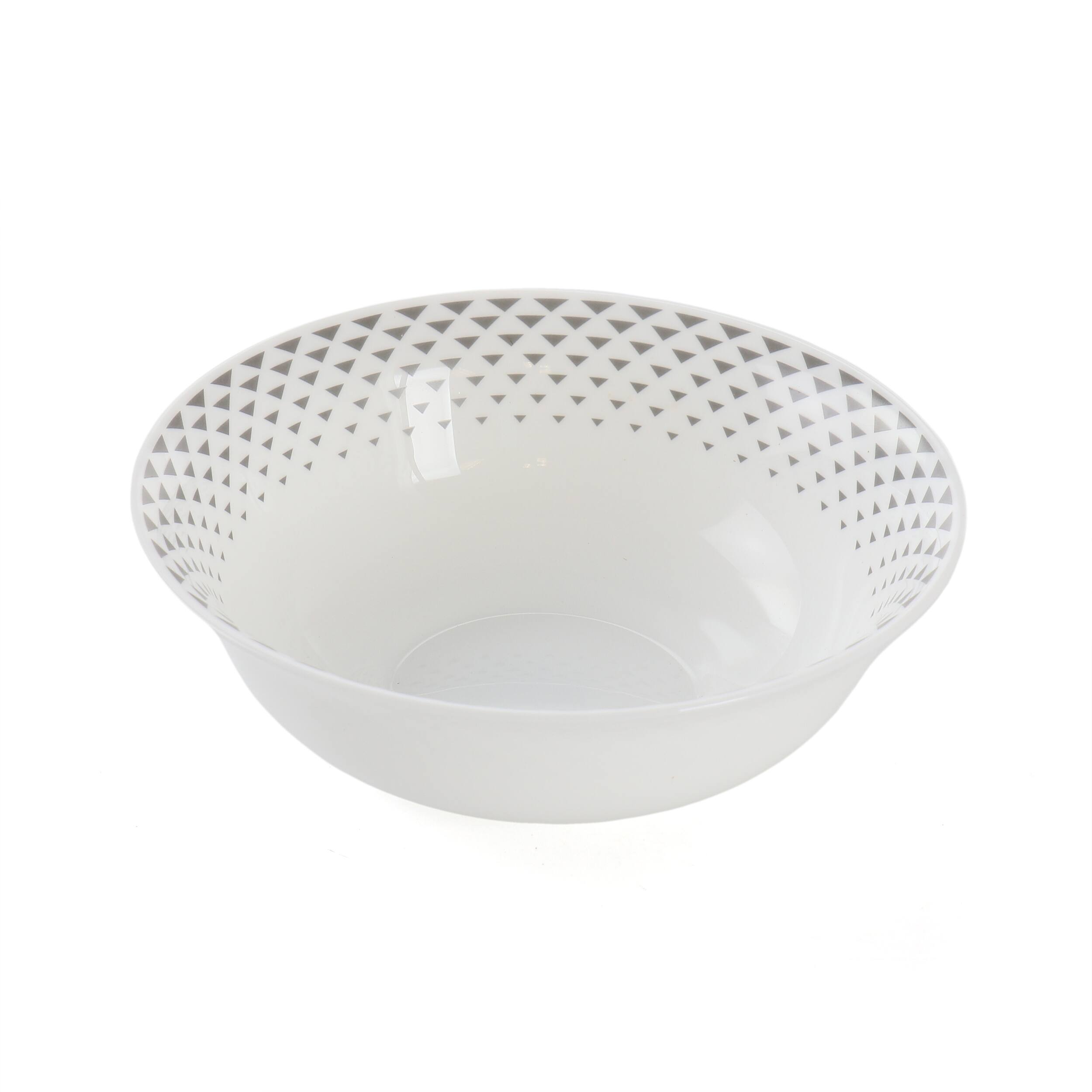 Alt View 3. Gibson - Ultra by Gibson Cane Peak 12 Piece Opal Glass Dinnerware Set in White With Grey Accents - White and Gray.