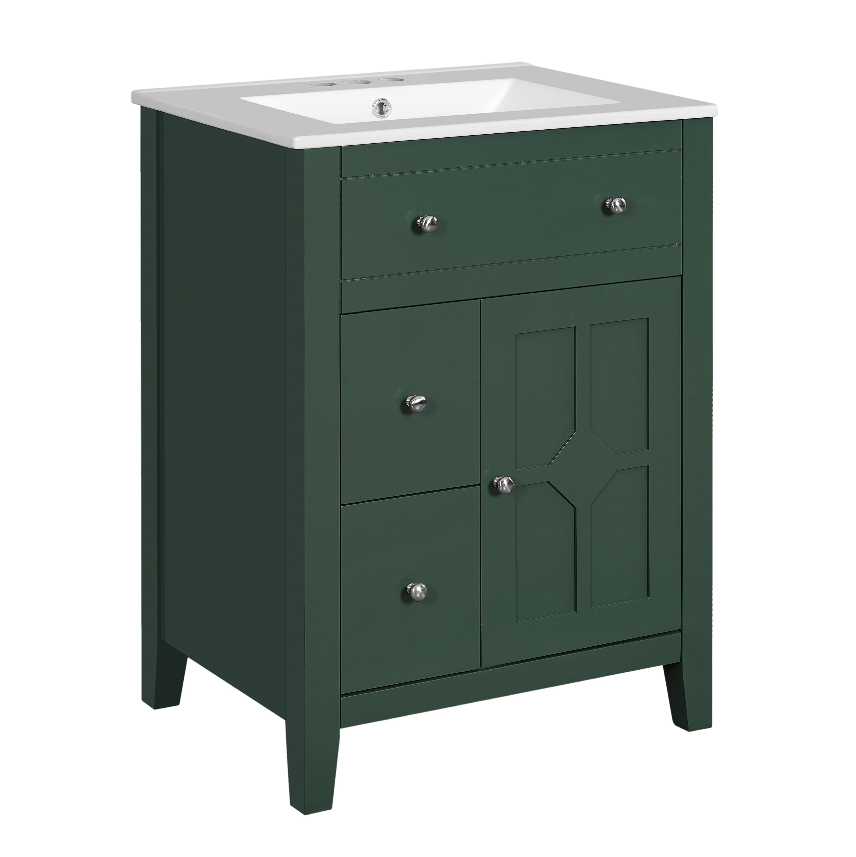 Alt View 10. Boyel Living - 24 Inch Modern Bathroom Vanity with Ceramic Basin and Drawers Green - Green.