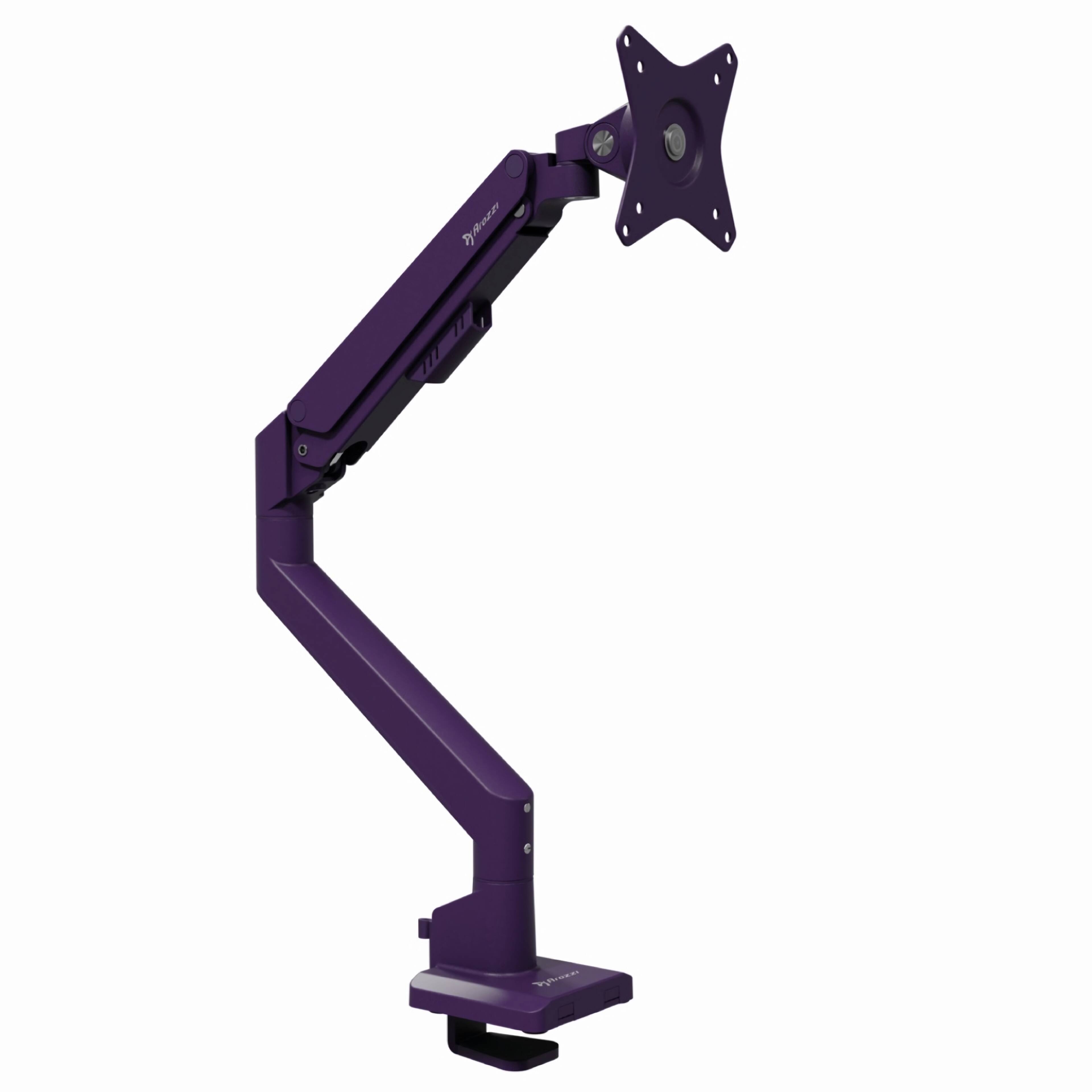 Alt View 2. Arozzi - Arozzi Alzare Neo Gas Spring Single Monitor Arm – Height Adjustable Monitor Mount – Purple - Pure Purple.