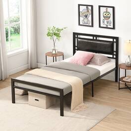 GOODSILO - Twin Size Metal Bed Frame with Sturdy Steel Construction for Enhanced Durability and Stability - Black
