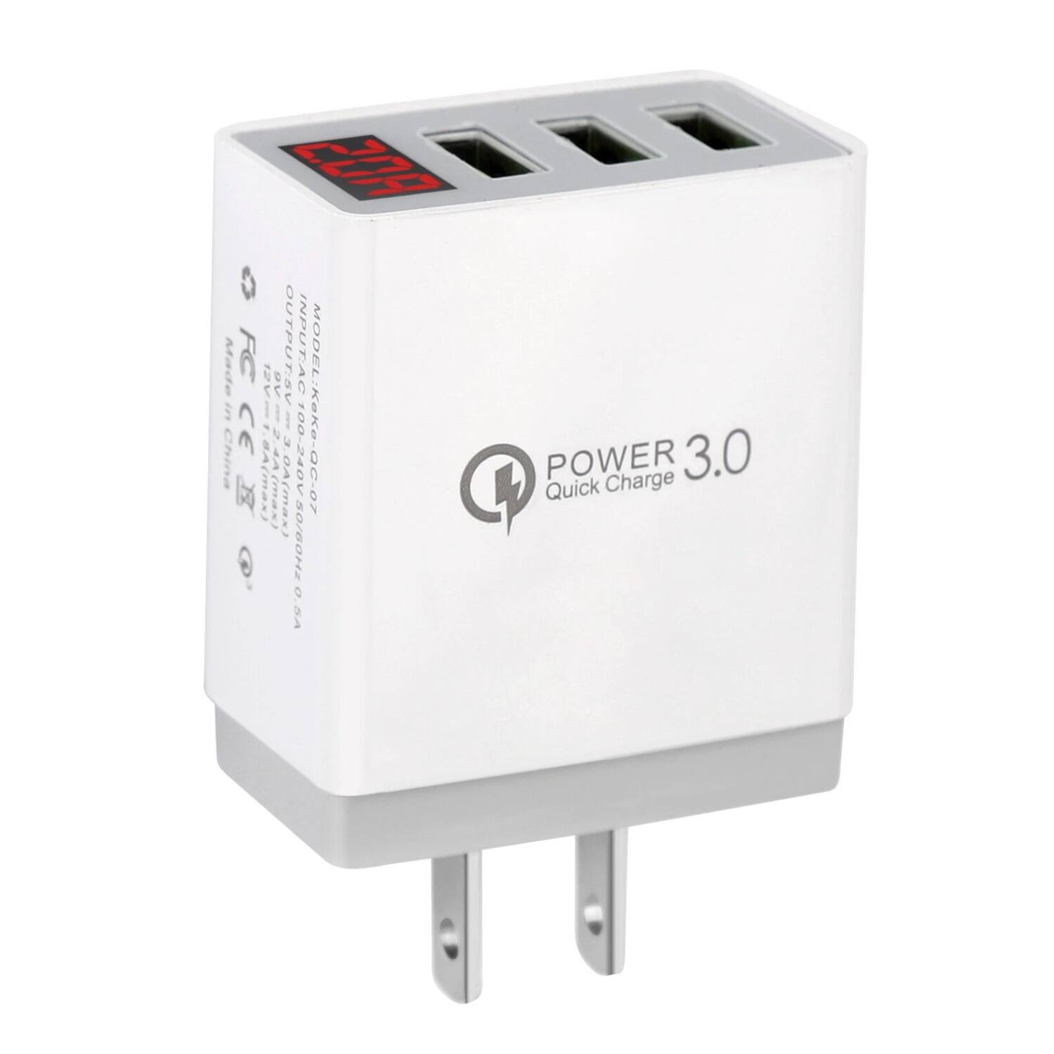 Made in China  
FC CE  
OUTPUT: 5V 2.4A(max) 12V-18V 2.4A(max) 3.0A(max)  
INPUT: 100-240V 50/60Hz  
MODEL: KeKe-Qc-0z  
POWER 3.0  
Quick Charge