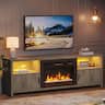 Bestier - 70 inch Gaming TV Stand with 23" Fireplace & RGB Lights, for 75" TVs, for Living Room - Gray