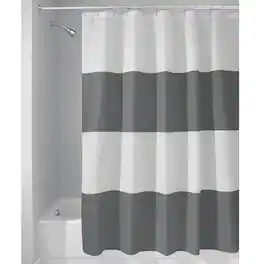 iDesign - 72 in. H X 72 in. W Gray/White Stripes Shower Curtain Polyester - Gray | White