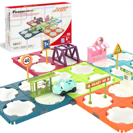 Picasso Tiles
Race Track Builder Play Set
Assemble the pieces to create a fun and exciting race track!
Includes 85 pieces.
STEAM
RACE TRACK 85
BUS STOP
READY GO
PETROL STATION
40