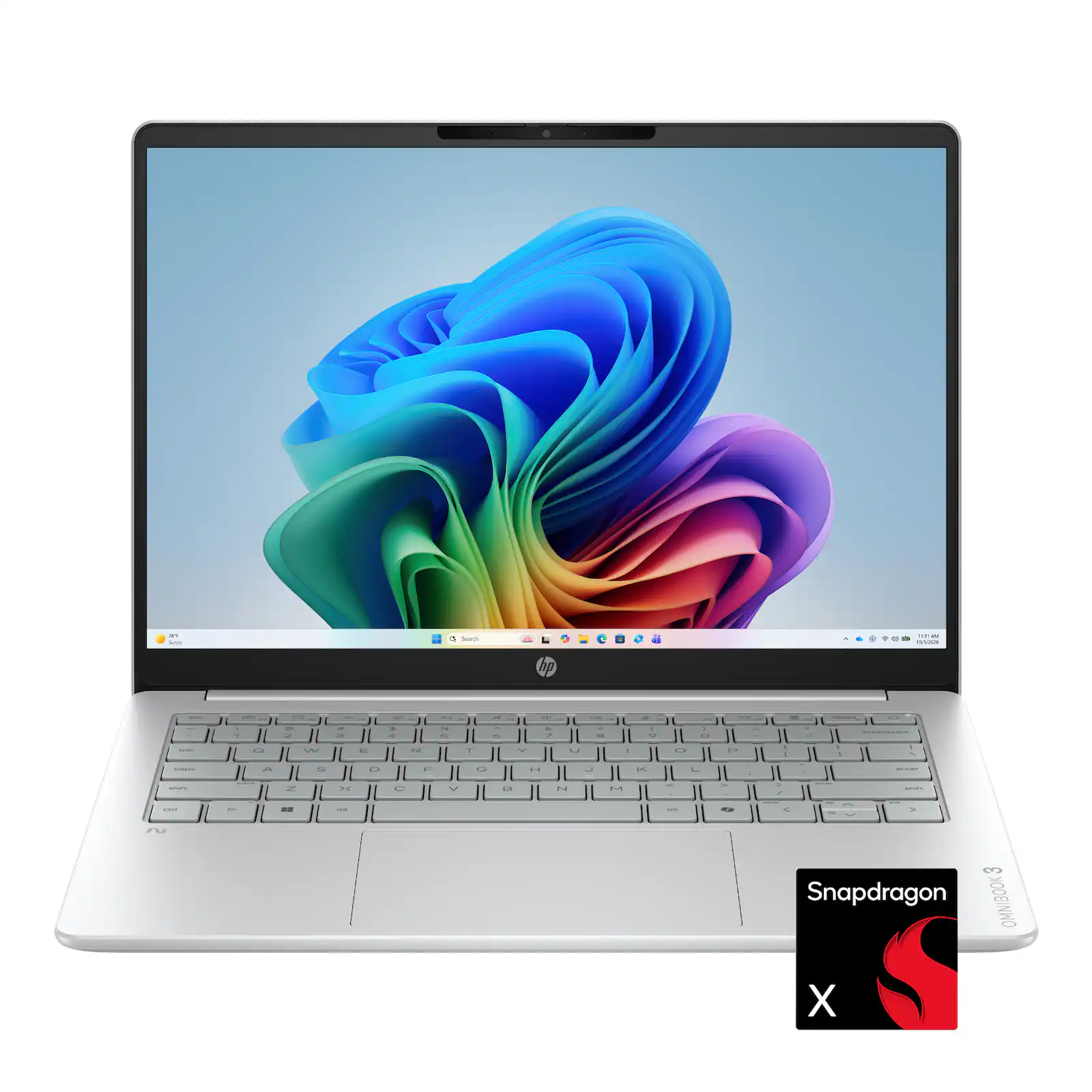HP - OmniBook 3 - 14" 2K Touchscreen Laptop - Snapdragon X - 16GB Memory - 512GB SSD - Copilot+ PC - Glacier Silver