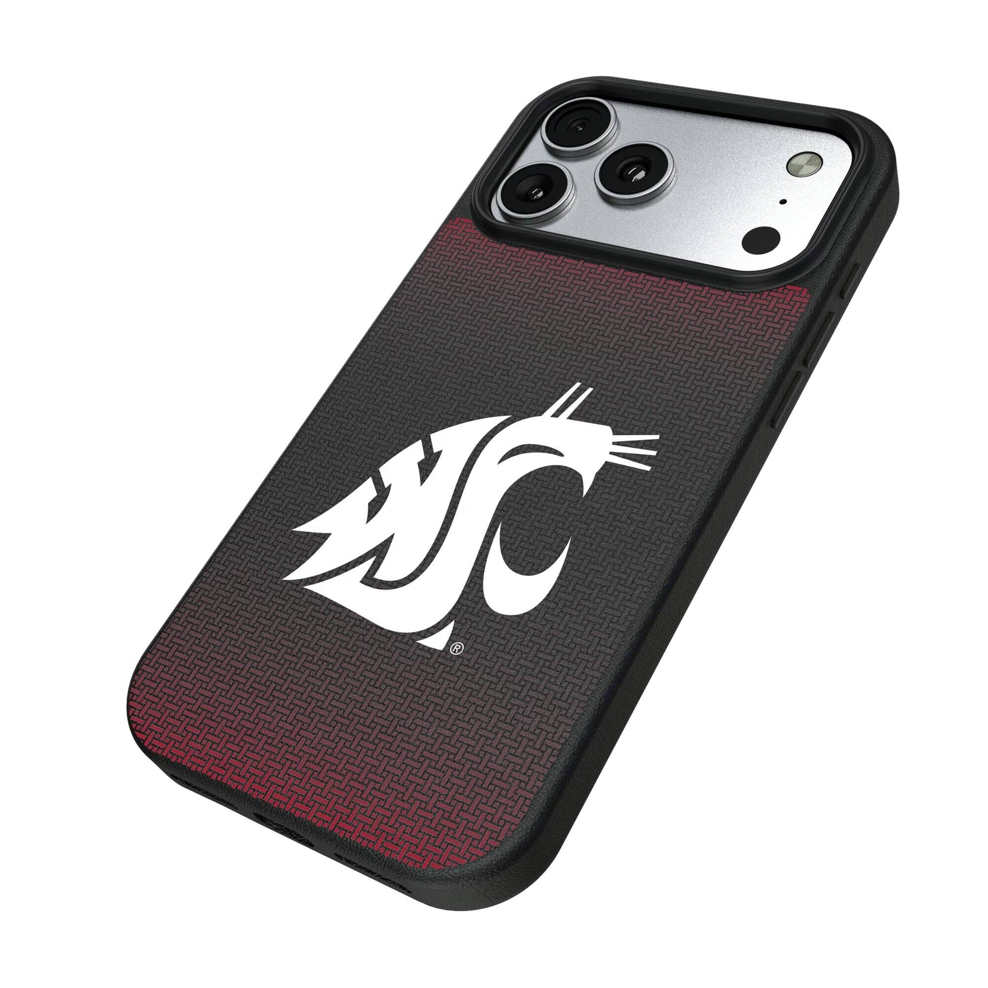 Alt View 1. Keyscaper - Washington State Cougars Linen Logo iPhone Magnetic Bump Case - 15 Pro - Black.